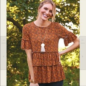 Matilda Jane ruffle short sleeves top size Small